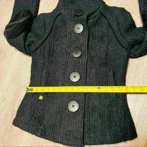 SOIA & KYO ELBOW PADS BLACK TWEED JACKET BLAZER SIZE S - Picture 9 of 10